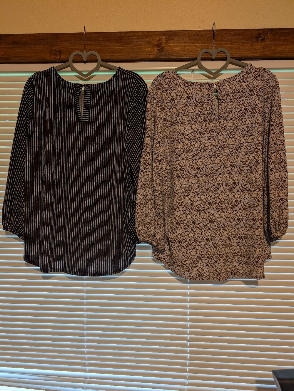Adrianna Papell Navy Striped & White And Tan, Black, And White Blouses - Picture 2 of 6